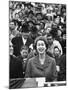 Queen Elizabeth Sitting Gleefully Watching University of Maryland vs. University of North Carolina-Alfred Eisenstaedt-Mounted Premium Photographic Print