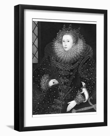 Queen Elizabeth, the Ermine Portrait, 1585-Nicholas Hilliard-Framed Giclee Print