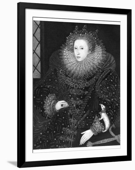 Queen Elizabeth, the Ermine Portrait, 1585-Nicholas Hilliard-Framed Giclee Print