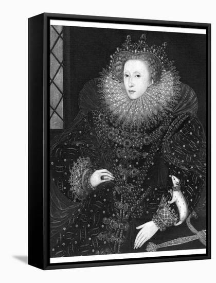 Queen Elizabeth, the Ermine Portrait, 1585-Nicholas Hilliard-Framed Stretched Canvas