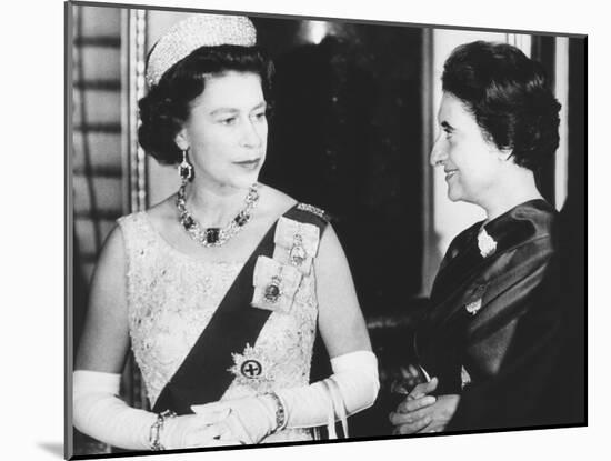 Queen Elizabeth with Indian Prime Minister Indira Gandhi at Buckingham Palace-null-Mounted Photo