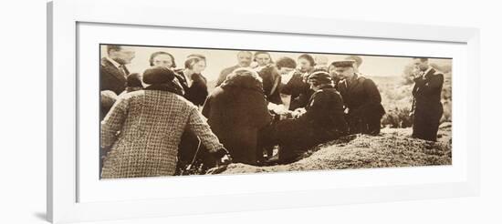 Queen Ena of Spain Signing Autographs for Her Ladies in Waiting before Going into Exile-null-Framed Giclee Print