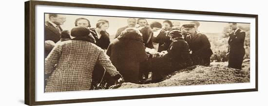 Queen Ena of Spain Signing Autographs for Her Ladies in Waiting before Going into Exile-null-Framed Premium Giclee Print