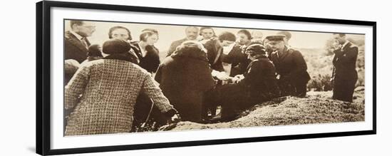 Queen Ena of Spain Signing Autographs for Her Ladies in Waiting before Going into Exile-null-Framed Premium Giclee Print