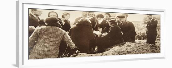 Queen Ena of Spain Signing Autographs for Her Ladies in Waiting before Going into Exile-null-Framed Premium Giclee Print