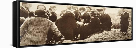 Queen Ena of Spain Signing Autographs for Her Ladies in Waiting before Going into Exile-null-Framed Stretched Canvas