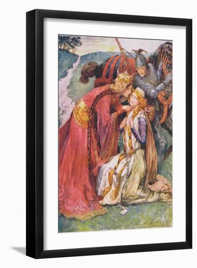 Queen Guinevere Welcomes Enid, Illustration for 'Children's Stories from Tennyson' by Nora Chesson-John Henry Frederick Bacon-Framed Giclee Print