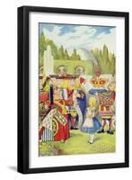 Queen Has Come! and Isn't She Angry, Illustration from Alice in Wonderland by Lewis Carroll-John Tenniel-Framed Giclee Print