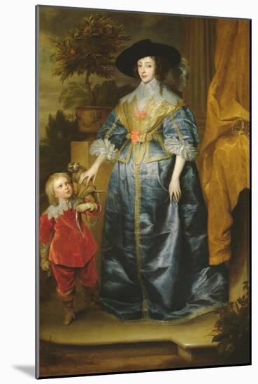 Queen Henrietta Maria and Her Dwarf Sir Jeffrey Hudson, circa 1633-Sir Anthony Van Dyck-Mounted Giclee Print