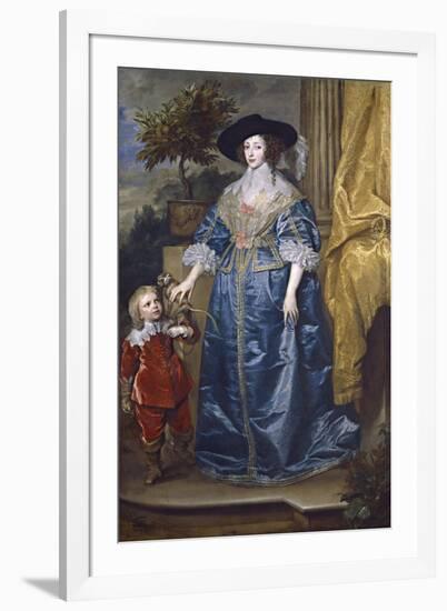 Queen Henrietta Maria with Sir Jeffrey Hudson, 1633-Sir Anthony Van Dyck-Framed Giclee Print