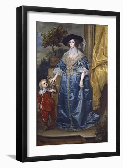 Queen Henrietta Maria with Sir Jeffrey Hudson, 1633-Sir Anthony Van Dyck-Framed Giclee Print