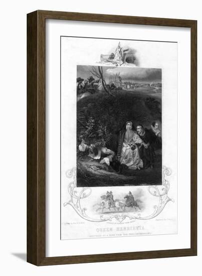 Queen Henrietta, Sheltering by a Bank from the Parliamentarians, C19th Century-J Rogers-Framed Giclee Print