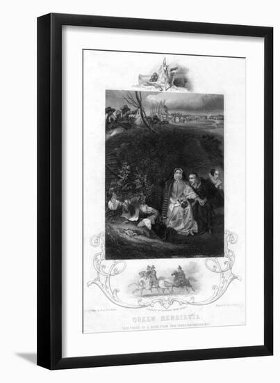 Queen Henrietta, Sheltering by a Bank from the Parliamentarians, C19th Century-J Rogers-Framed Giclee Print