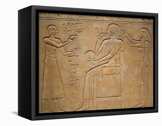 Queen Kawit at Her Toilet, from the Sarcophagus of Queen Kawit, Found at Deir El-Bahri-null-Framed Stretched Canvas