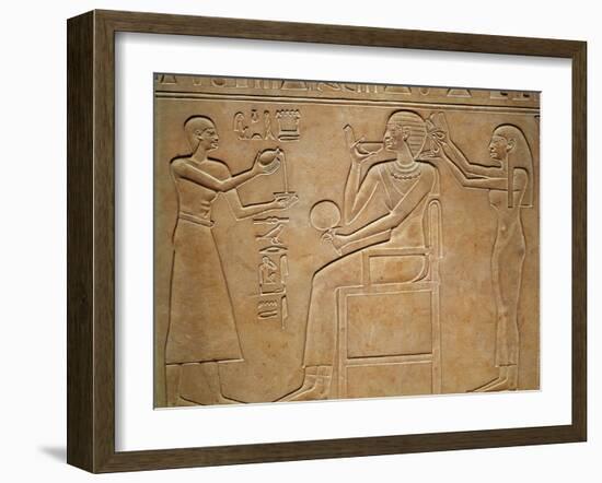 Queen Kawit at Her Toilet, from the Sarcophagus of Queen Kawit, Found at Deir El-Bahri-null-Framed Giclee Print