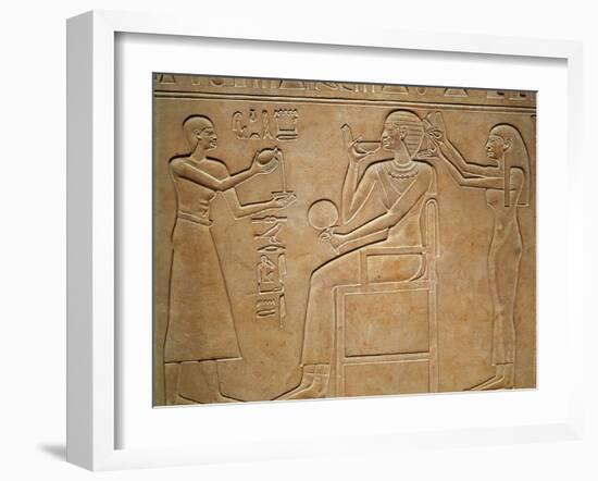 Queen Kawit at Her Toilet, from the Sarcophagus of Queen Kawit, Found at Deir El-Bahri-null-Framed Giclee Print