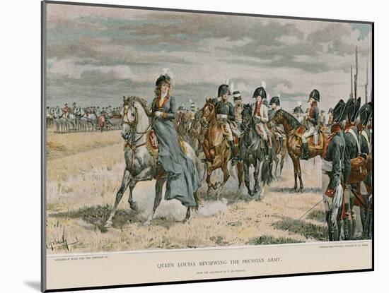 Queen Louisa Reviewing the Prussian Army-Felicien Baron De Myrbach-rheinfeld-Mounted Giclee Print