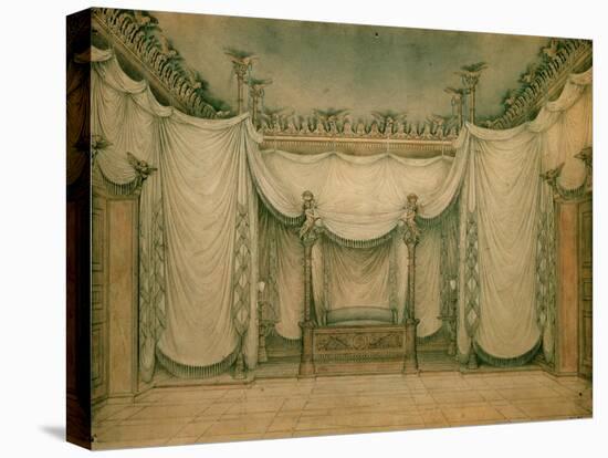Queen Louise's Bedroom, Schloss Charlottenburg, First Design, 1809-10-Karl Friedrich Schinkel-Stretched Canvas