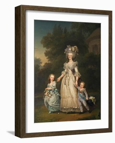 Queen Marie Antoinette of France and Two of Her Children Walking in the Park of Trianon, 1785-Adolf Ulrik Wertmüller-Framed Giclee Print