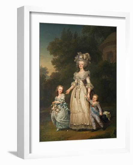 Queen Marie Antoinette of France and Two of Her Children Walking in the Park of Trianon, 1785-Adolf Ulrik Wertmüller-Framed Giclee Print