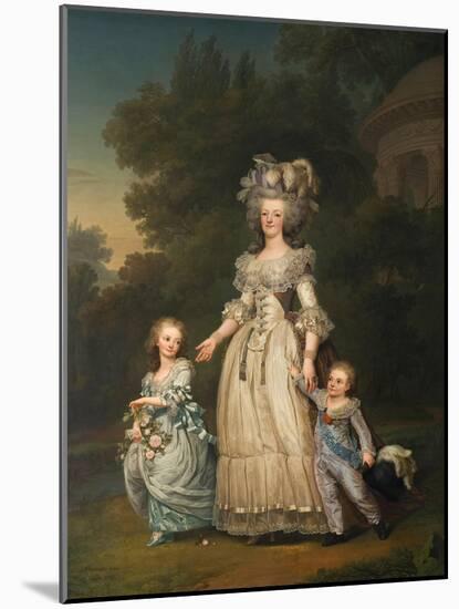 Queen Marie Antoinette of France and Two of Her Children Walking in the Park of Trianon, 1785-Adolf Ulrik Wertmüller-Mounted Giclee Print