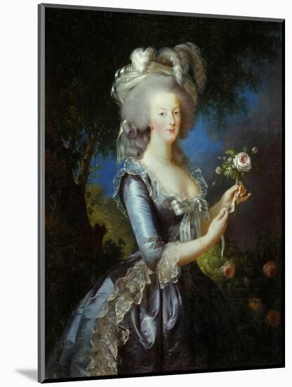 Queen Marie Antoinette with a Rose, 1783-Elisabeth Vigee Le Brun-Mounted Art Print