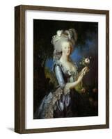 Queen Marie Antoinette with a Rose, 1783-Elisabeth Vigee Le Brun-Framed Art Print