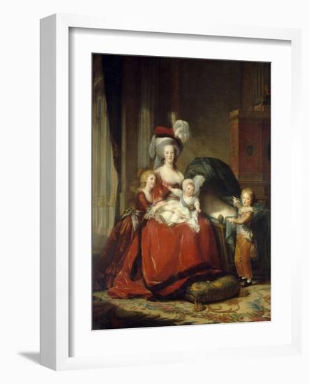 Queen Marie Antoinette with Her Children, 1787-Elisabeth Vigee Le Brun-Framed Art Print