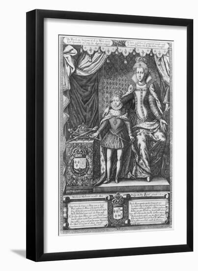 Queen Marie de Medicis and Louis XIII as a Child, Engraved by Nicolas de Mathoniere-Francois Quesnel-Framed Giclee Print