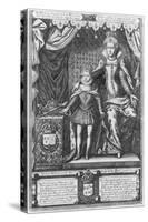 Queen Marie de Medicis and Louis XIII as a Child, Engraved by Nicolas de Mathoniere-Francois Quesnel-Stretched Canvas