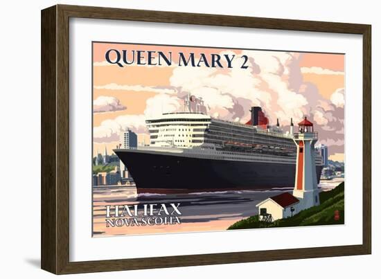 Queen Mary 2 - Halifax, Nova Scotia-Lantern Press-Framed Art Print