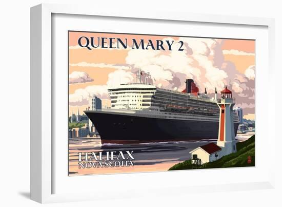 Queen Mary 2 - Halifax, Nova Scotia-Lantern Press-Framed Art Print