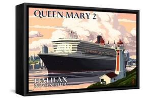 Queen Mary 2 - Halifax, Nova Scotia-Lantern Press-Framed Stretched Canvas