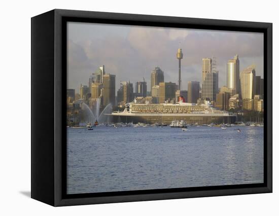 Queen Mary 2 on Maiden Voyage Arriving in Sydney Harbour, New South Wales, Australia-Mark Mawson-Framed Stretched Canvas