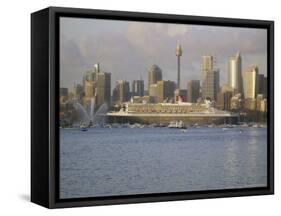 Queen Mary 2 on Maiden Voyage Arriving in Sydney Harbour, New South Wales, Australia-Mark Mawson-Framed Stretched Canvas