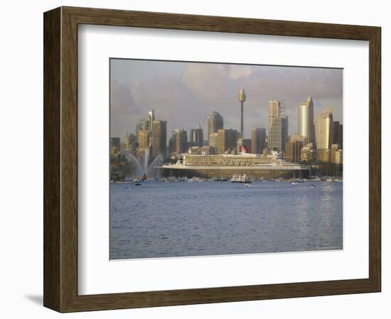 Queen Mary 2 on Maiden Voyage Arriving in Sydney Harbour, New South Wales, Australia-Mark Mawson-Framed Photographic Print