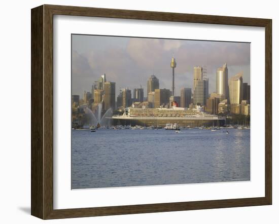 Queen Mary 2 on Maiden Voyage Arriving in Sydney Harbour, New South Wales, Australia-Mark Mawson-Framed Photographic Print