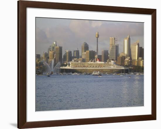 Queen Mary 2 on Maiden Voyage Arriving in Sydney Harbour, New South Wales, Australia-Mark Mawson-Framed Photographic Print