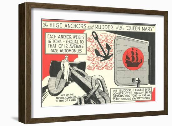 Queen Mary, Anchors and Rudder-null-Framed Art Print