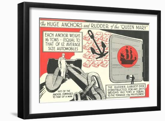 Queen Mary, Anchors and Rudder-null-Framed Art Print