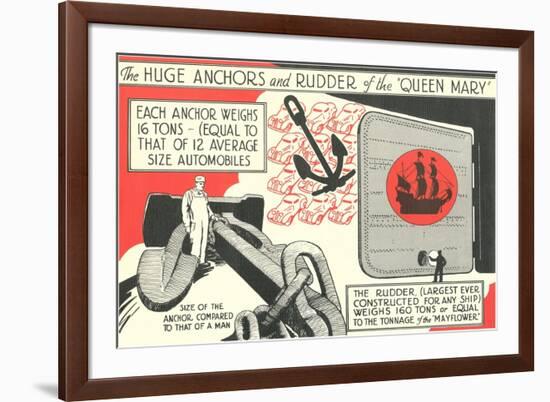 Queen Mary, Anchors and Rudder-null-Framed Art Print