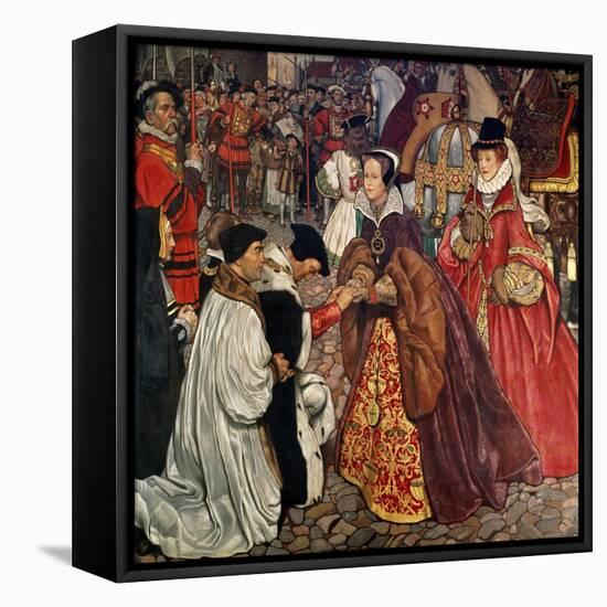 Queen Mary and Princess Elizabeth Entering London, 1553-John Byam Shaw-Framed Stretched Canvas