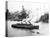 Queen Mary Leaves her New York Berth, c.1940-null-Stretched Canvas