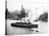 Queen Mary Leaves her New York Berth, c.1940-null-Stretched Canvas