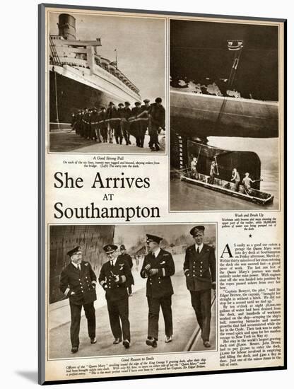 Queen Mary' Ocean Liner, at Southampton-null-Mounted Art Print