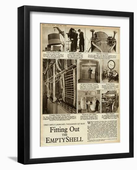 Queen Mary Ocean Liner, Being Fitted Out-null-Framed Art Print