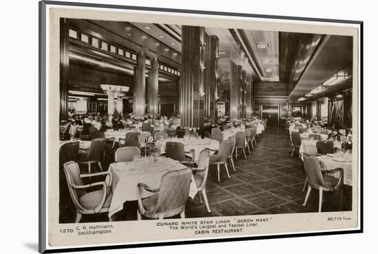 Queen Mary Ocean Liner, Cabin Restaurant-CR Hoffmann-Mounted Photographic Print