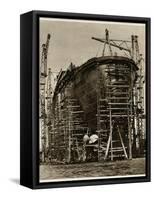 Queen Mary Ocean Liner, in Construction-null-Framed Stretched Canvas