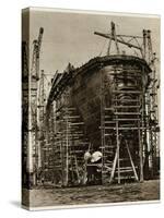 Queen Mary Ocean Liner, in Construction-null-Stretched Canvas