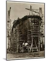 Queen Mary Ocean Liner, in Construction-null-Mounted Photographic Print